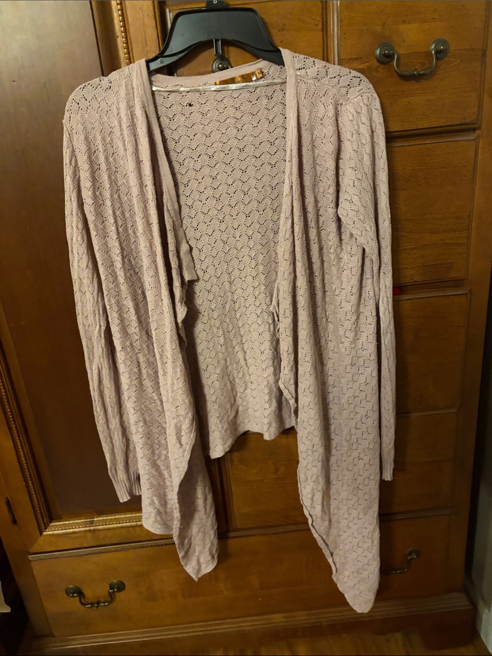 Light Mauve Open-Front Knit Cardigan Sweater - Women